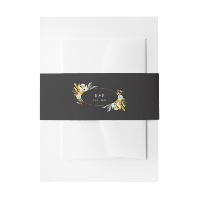 Bandeau De Faire-part luxueux mariage monogramme doré turquoise (Devant example)