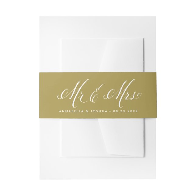 Bandeau De Faire-part M. et Mme Rustic Calligraphy Mariage d'or (Devant example)