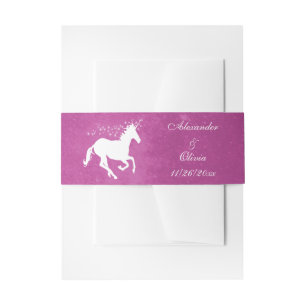 Bandeau De Faire-part Magenta Unicorn Wedding Inviter Belly Band