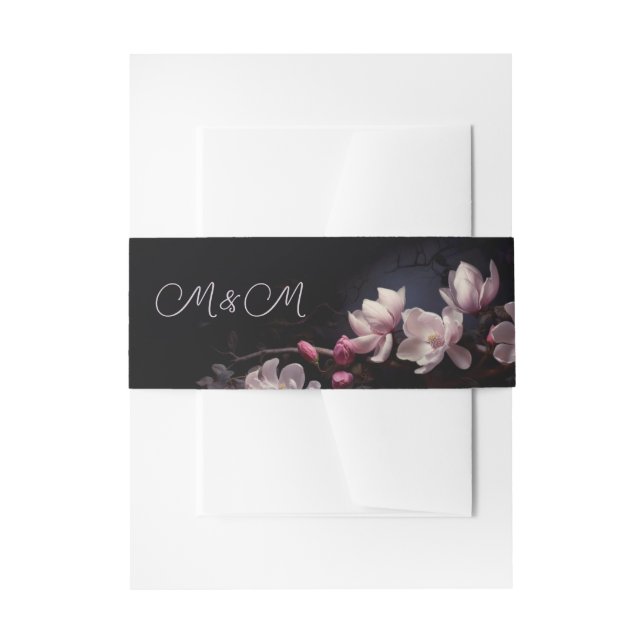 Bandeau De Faire-part Magnolia Dark Floral Wedding (Devant example)