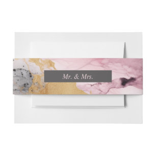 Bandeau De Faire-part Marbré Dusty Rose Black Gold Abstrait