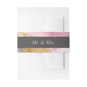 Bandeau De Faire-part Marbré Dusty Rose Black Gold Abstrait