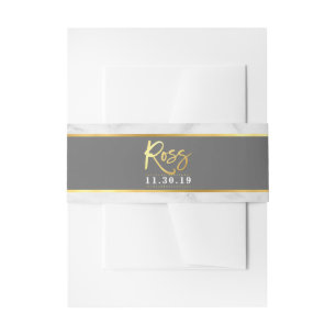 Bandeau De Faire-part MARBRE MODERNE motif gris simple or gris ROSS