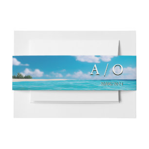 Bandeau De Faire-part Marée Turquoise Tropical Monogram Beach Mariage