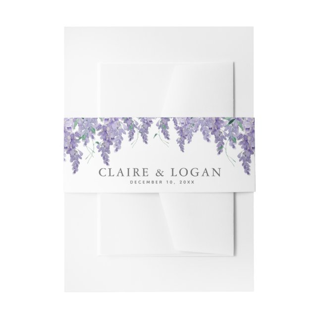 Bandeau De Faire-part Mariage à l'aquarelle poussiéreuse violette de Wis (Devant example)