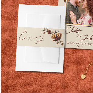 Bandeau De Faire-part Mariage Automnal Élégant Romantique Rose Rouillée