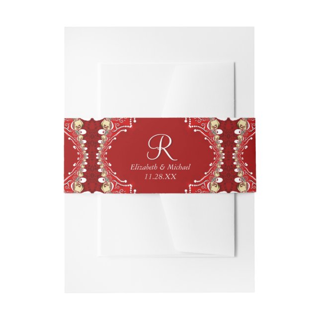 Bandeau De Faire-part Mariage Batik de Bohême Rouge (Devant example)