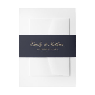 Bandeau De Faire-part Mariage Belly Band Elegant Gold Navy