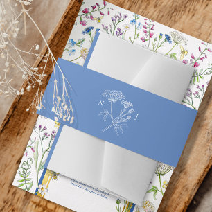 Bandeau De Faire-part Mariage blanc blanc bleu pâle simple fleur sauvage
