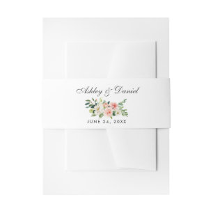 Bandeau De Faire-part Mariage blanc rose floral d'aquarelle
