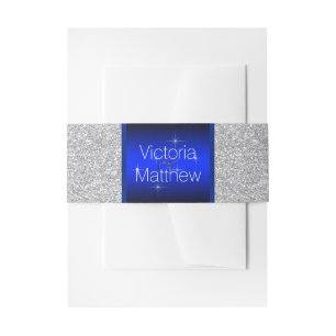Bandeau De Faire-part Mariage bleu argenté et royal