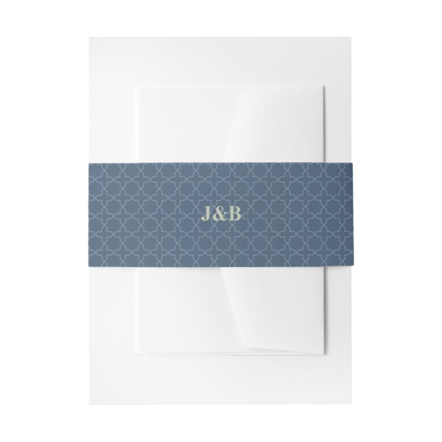 Bandeau De Faire-part Mariage Bleu avec Motif de Treillis (Devant example)