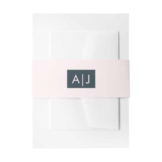 Bandeau De Faire-part Mariage bleu rose clair monogramme classique (Devant example)