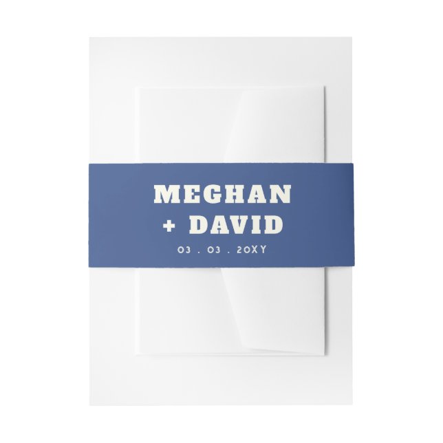 Bandeau De Faire-part Mariage bleu solide (Devant example)