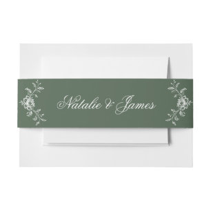 Bandeau De Faire-part Mariage Bohème Émeraude Vert Classe Argent Ancien