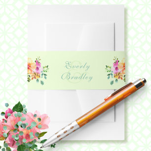 Bandeau De Faire-part Mariage Boho Fleur sauvage vert Peach