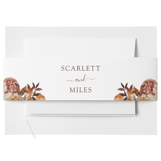 Bandeau De Faire-part Mariage Botanique d'aquarelle de la chute blanche (White Fall Watercolor Botanicals Wedding Invitation Belly Band by Painted Paperie
)