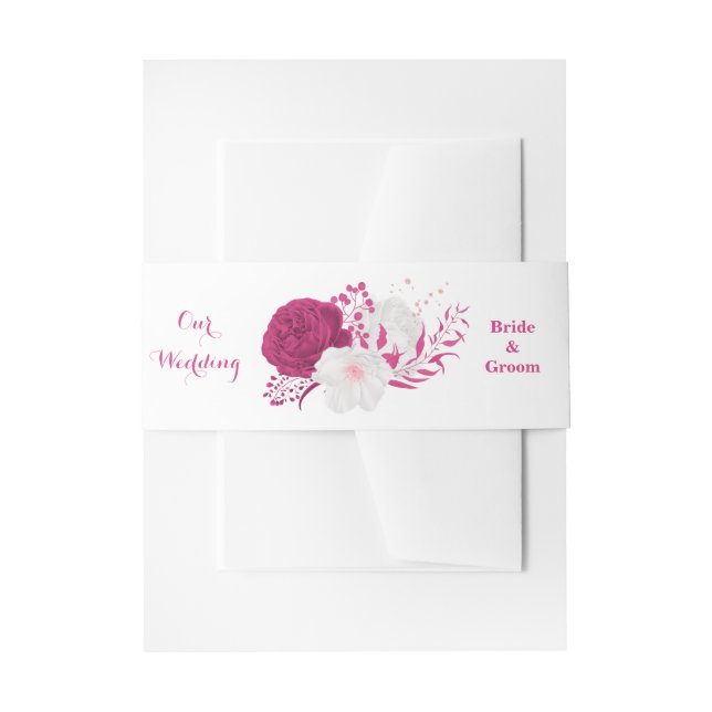 Bandeau De Faire-part mariage botanique de fleurs fuchsia (Devant example)