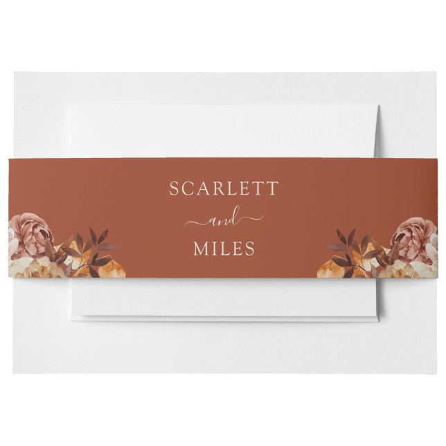 Bandeau De Faire-part Mariage Botanique de l'aquarelle en cuivre (Copper Fall Watercolor Botanicals Wedding Invitation Belly Band by Painted Paperie
)