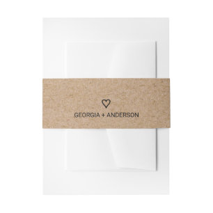 Bandeau De Faire-part Mariage cardiaque simple Faux Kraft