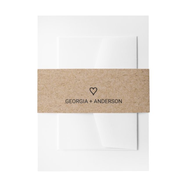 Bandeau De Faire-part Mariage cardiaque simple Faux Kraft (Devant example)