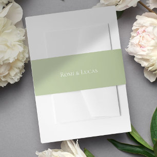 Bandeau De Faire-part Mariage Chic White & Green Couple Names