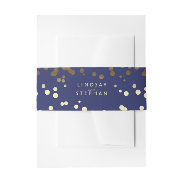 Bandeau De Faire-part Mariage Confetti Elegant Gold et Navy (Devant example)