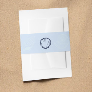Bandeau De Faire-part Mariage Coquilles de Mer Bleu Côtiers