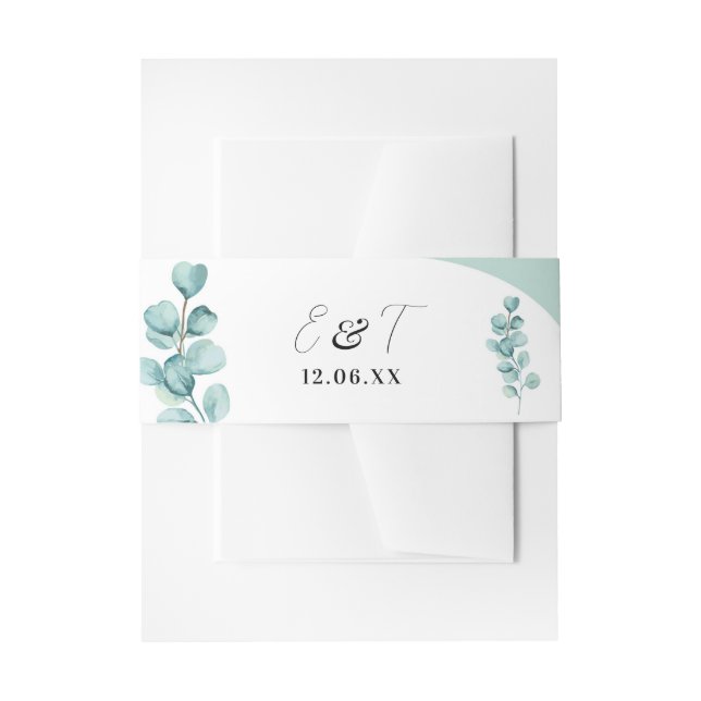 Bandeau De Faire-part Mariage Cutlery Band Eucalyptus Feuille Vert (Devant example)