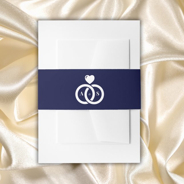 Bandeau De Faire-part Mariage d'anneaux à verrouillage moderne (Modern Interlocking Rings Wedding Invitation Belly Band)