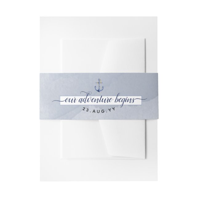 Bandeau De Faire-part Mariage d'aquarelle bleu marine (Devant example)