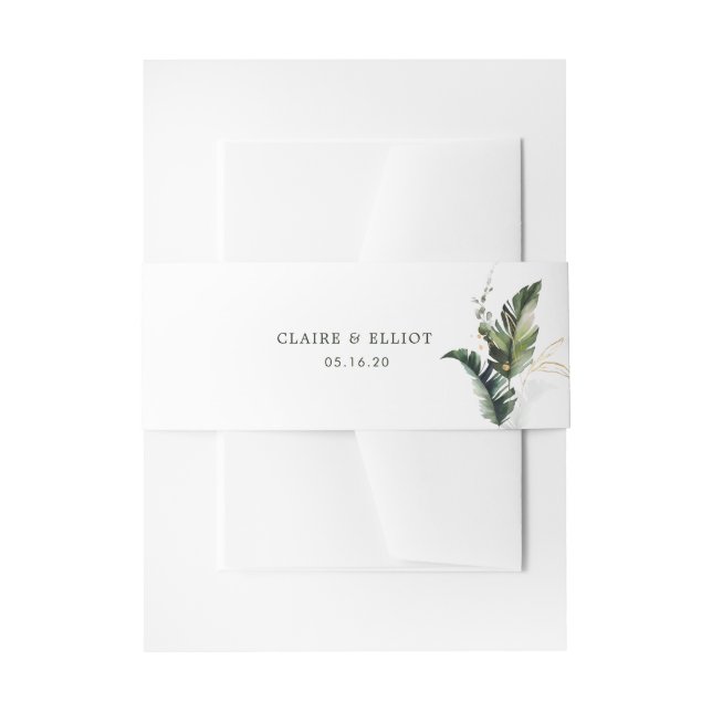 Bandeau De Faire-part Mariage d'aquarelle de feuillage tropical (Devant example)