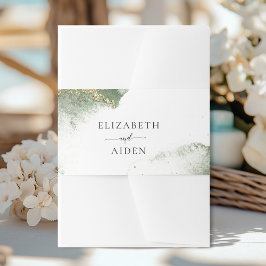 Bandeau De Faire-part Mariage d'aquarelle moderne en or vert (imitation)