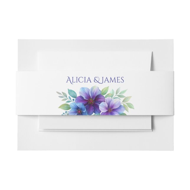 Bandeau De Faire-part Mariage d'aquarelle romantique bleu violet (Devant Example)