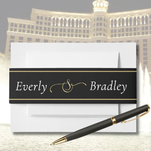 Bandeau De Faire-part Mariage de bordure en or noir blanc