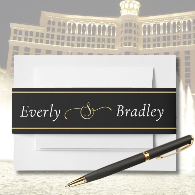 Bandeau De Faire-part Mariage de bordure en or noir blanc (Créateur téléchargé)