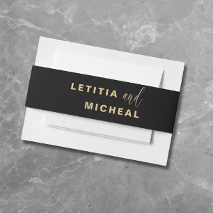 Bandeau De Faire-part Mariage de calligraphie moderne Black & Gold