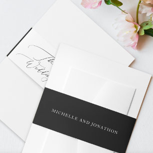 Bandeau De Faire-part Mariage de calligraphie moderne simple noir et bla