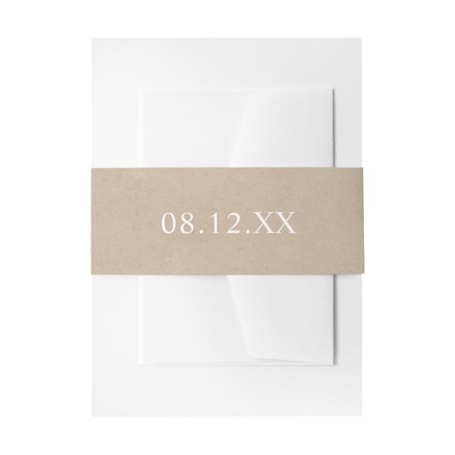 Bandeau De Faire-part Mariage de date simple Faux Kraft (Devant example)