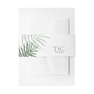 Bandeau De Faire-part Mariage de feuille de palme vert/blanc956