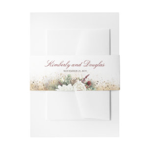 Bandeau De Faire-part Mariage de fleurs rouges blanches et bordeaux