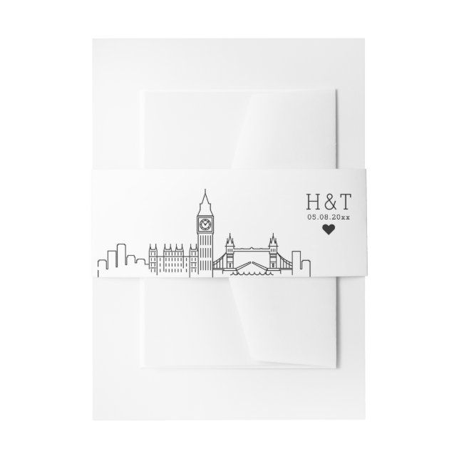 Bandeau De Faire-part Mariage de Londres | Monogramme stylisé Skyline (Devant example)
