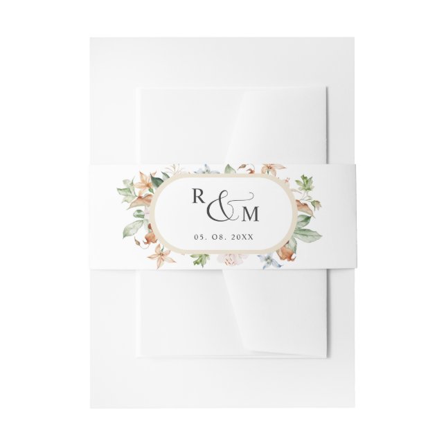 Bandeau De Faire-part Mariage de monogramme blanc beige ovale (Devant example)