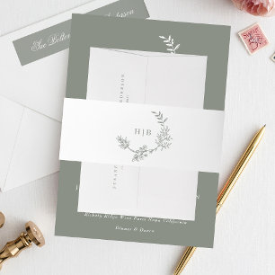 Bandeau De Faire-part Mariage de monogramme de couronnes vertes de série