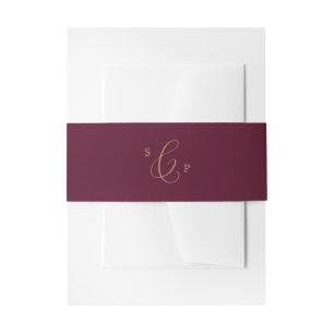 Bandeau De Faire-part Mariage de Monogramme Delicice Gold et Bourgogne