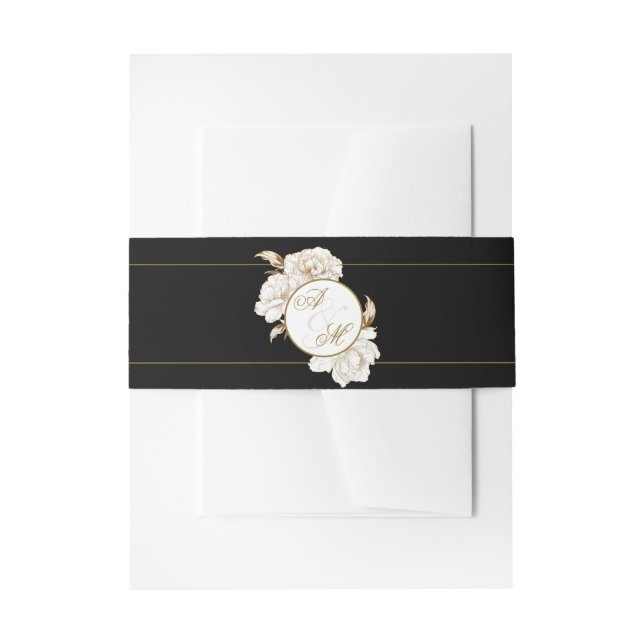 Bandeau De Faire-part Mariage de Monogramme d'or blanc (Devant example)