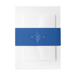 Bandeau De Faire-part Mariage de monogramme feuille bleu simple
