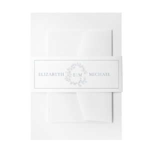 Bandeau De Faire-part Mariage de monogramme moderne Dusty Blue Leafy Cre