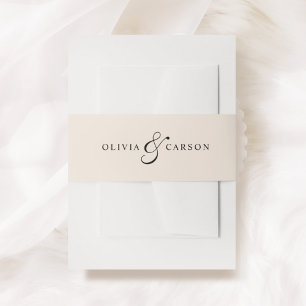 Bandeau De Faire-part Mariage de Monogramme Personnalisé Noir Crème Élég