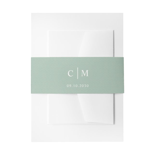 Bandeau De Faire-part Mariage de monogramme vert de la station Retro (Devant example)
